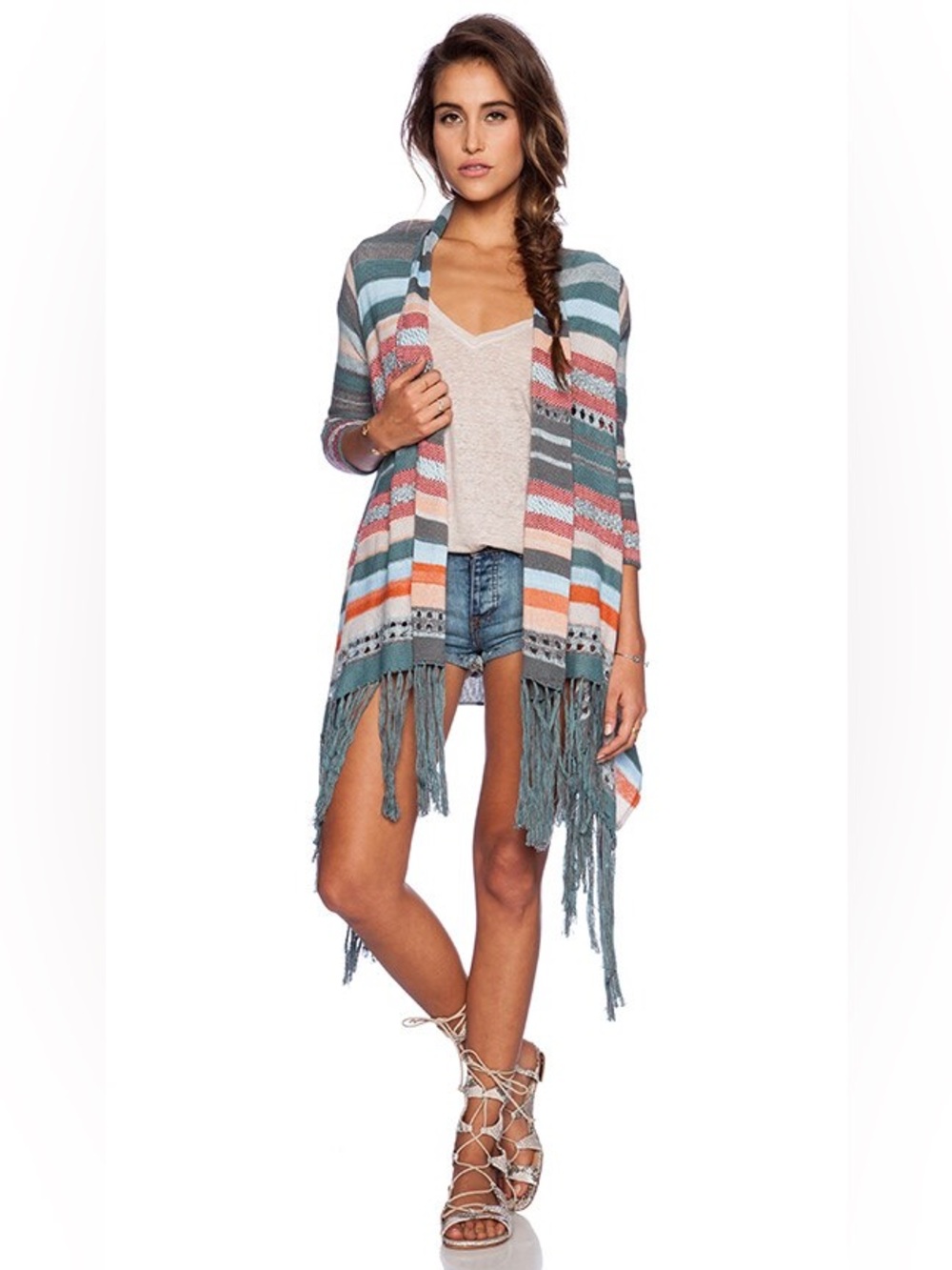 Revolve GODDIS Fern Fringe Cardigan in Coral Springs Medium / Large